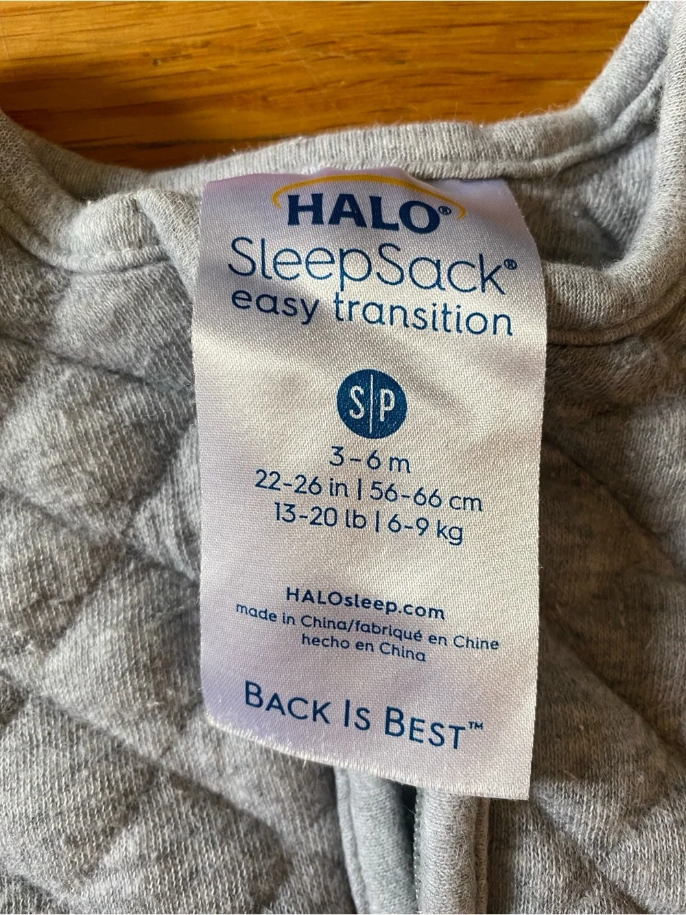Halo Gray Quilted Sleepsack Easy Transition